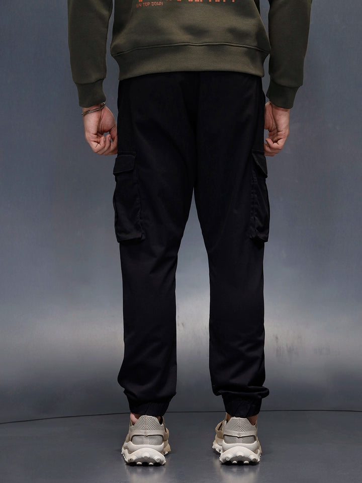 Men's casual relaxed cargo fit woven jogger | Black