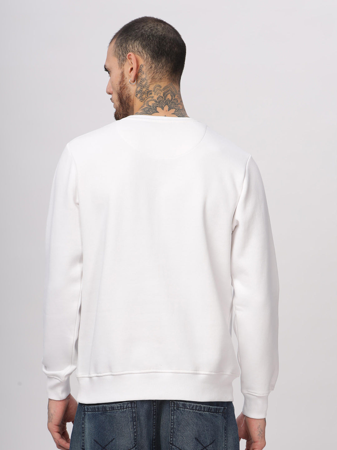Solid White Pullover Sweatshirt
