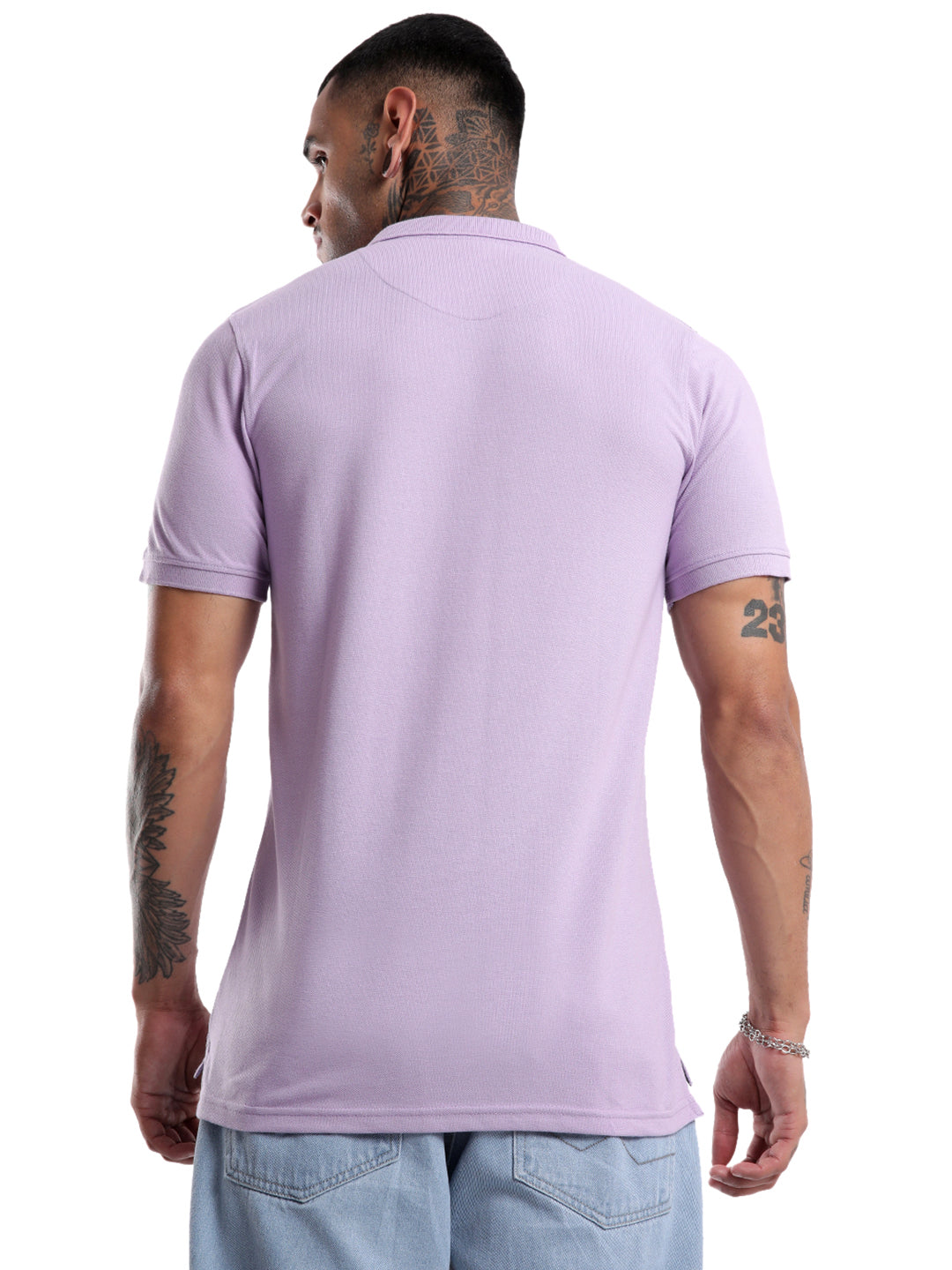 Classic Purple Gradient Printed Polo T-Shirt