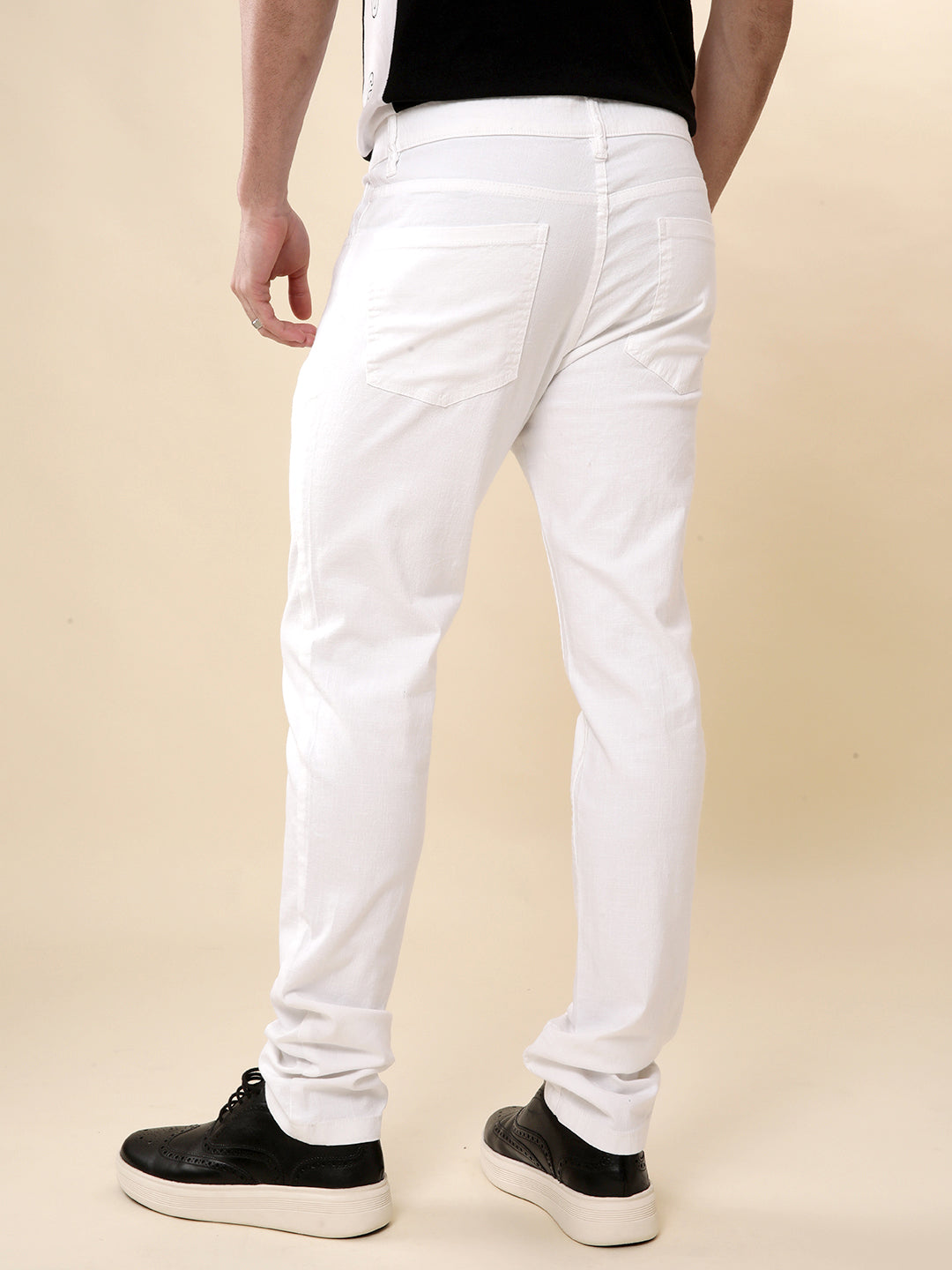 White Slub Solid Trouser