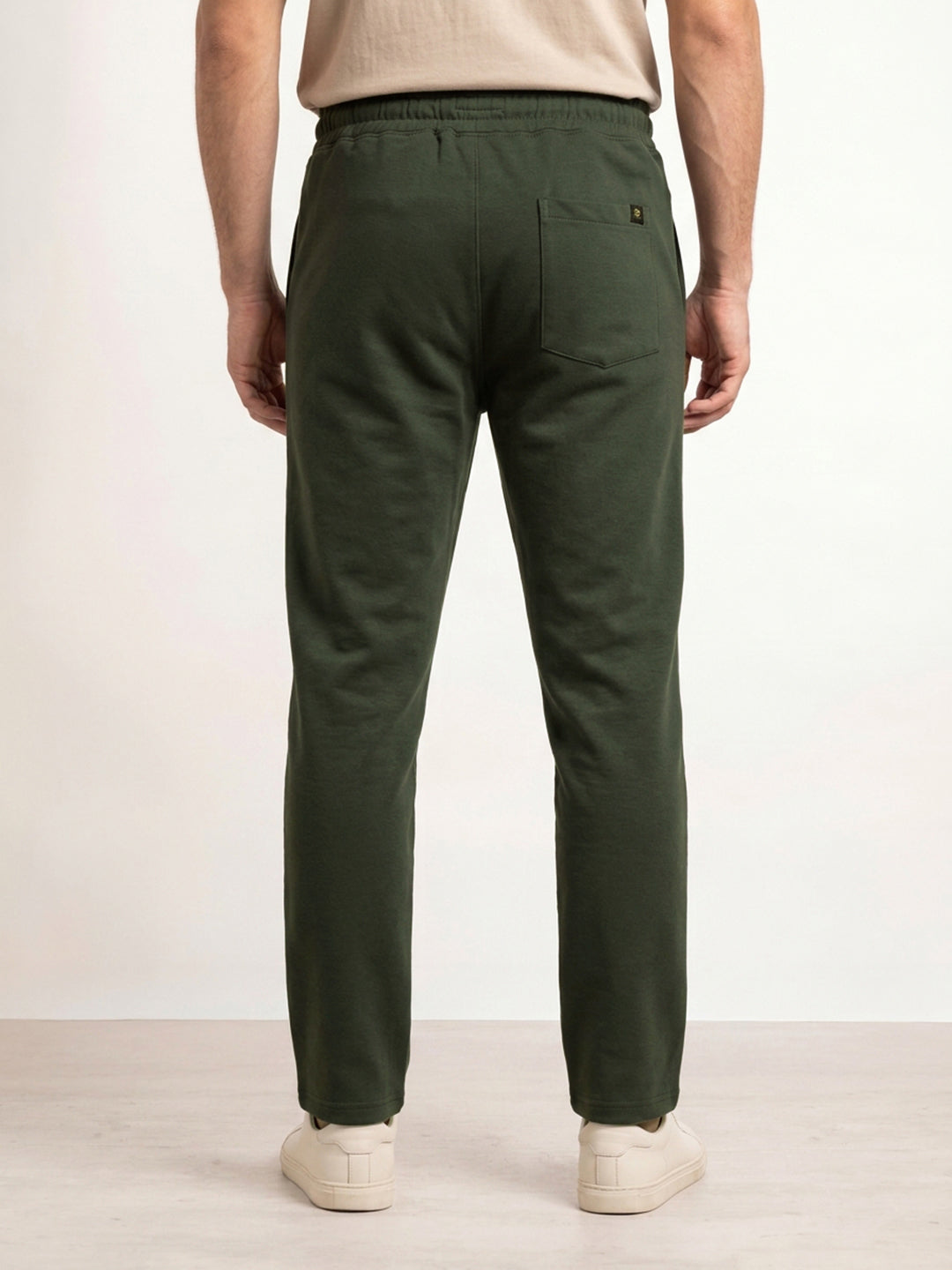 Solid Regular Fit Printed Jogger | Olive