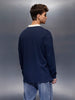 Classic Oversized Full Sleeves Polo T-Shirt  | Navy Blue