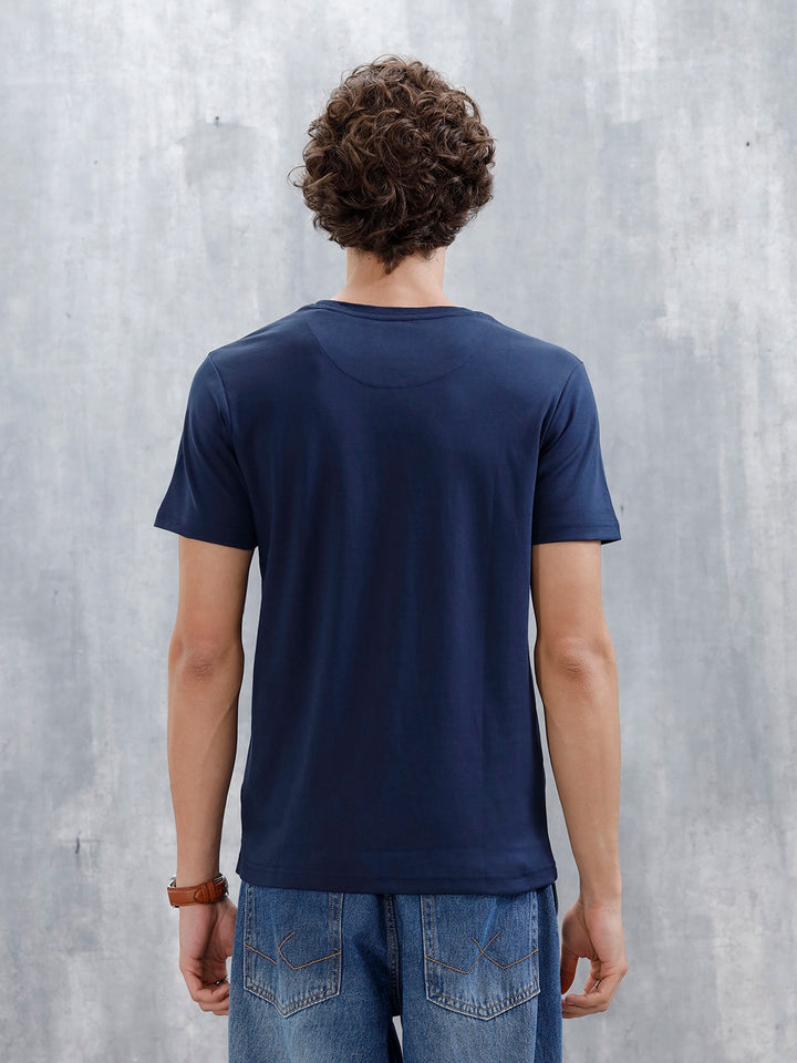 Men's Solid Casual Slim Fit T-Shirt  | Navy Blue