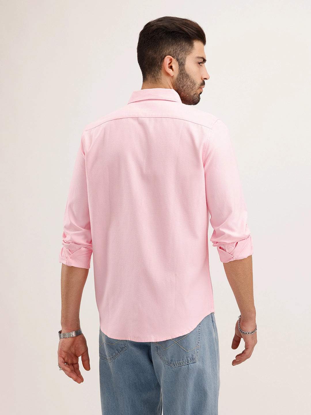 Classic Regular Fit Solid Shirt | Pink
