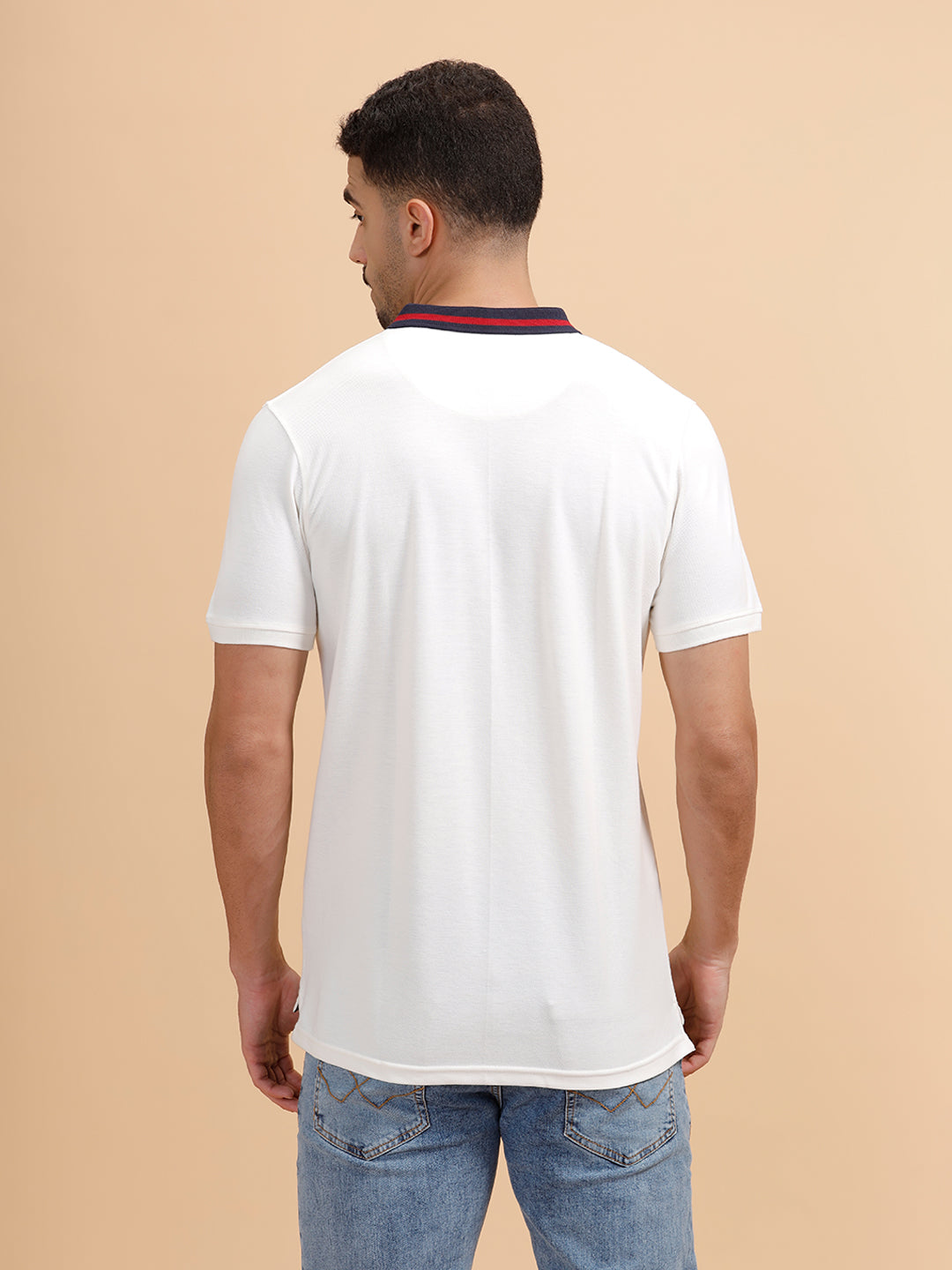 Contrast Details Regular Fit Polo T-Shirt | White