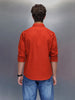 men's casual slim fit double pocket shirt | Rust
