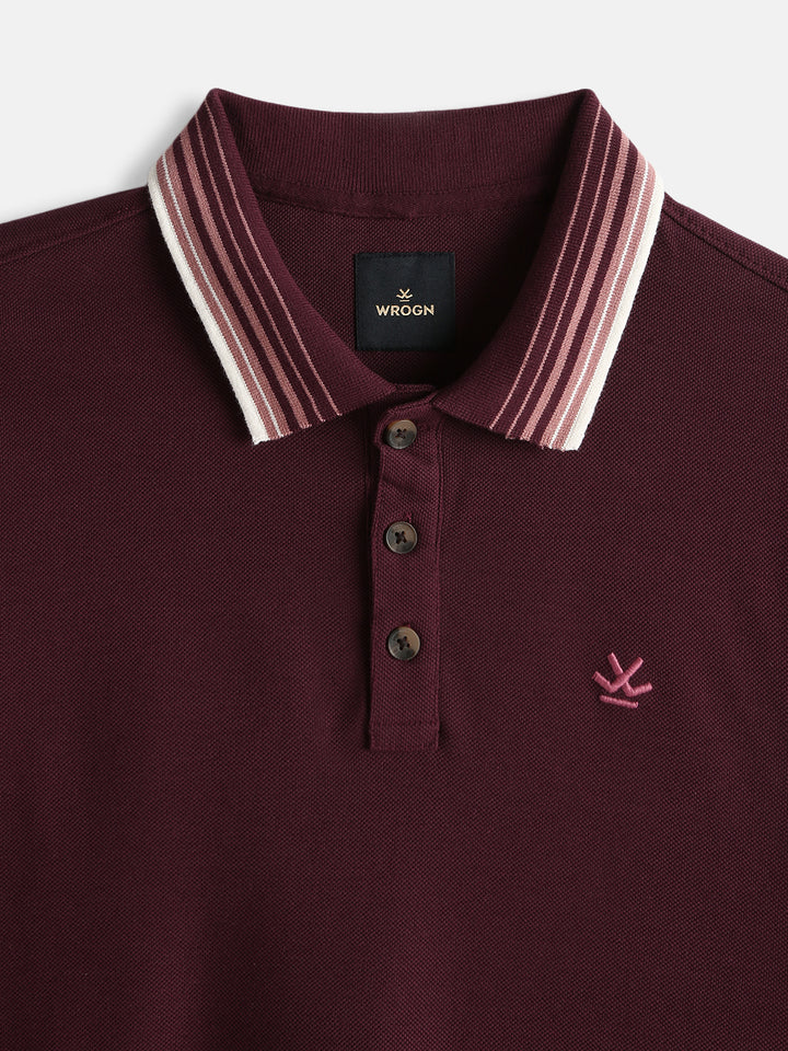 Solid Slim Fit Polo T-Shirt | Maroon