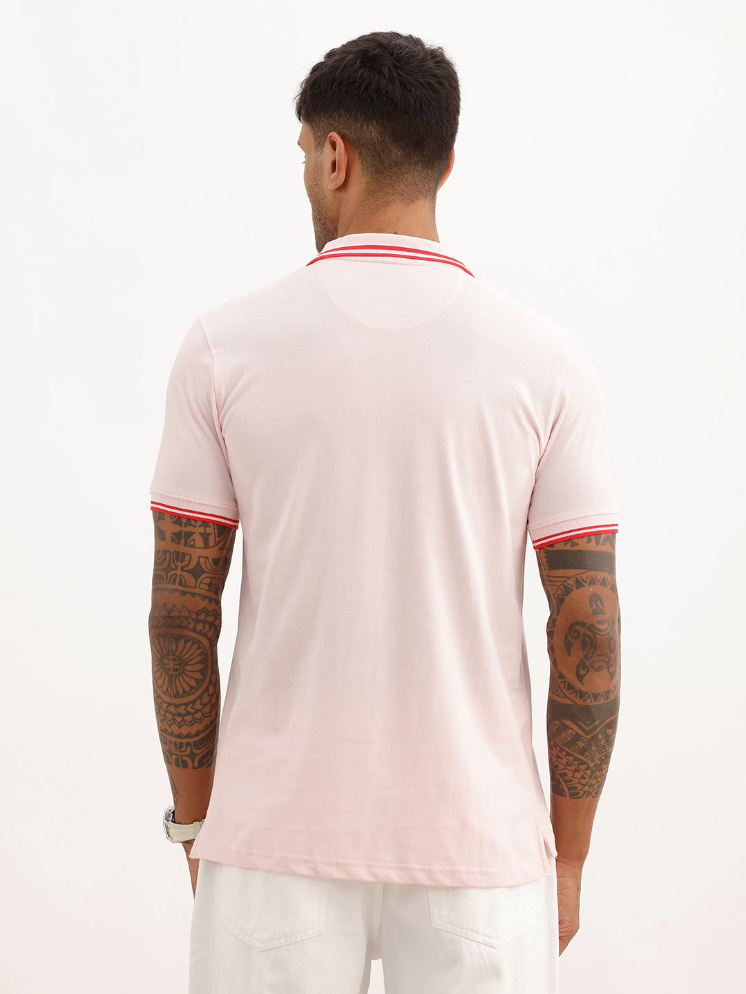 Solid Tipping Collar Polo T-Shirt | Pink | WWTS291F