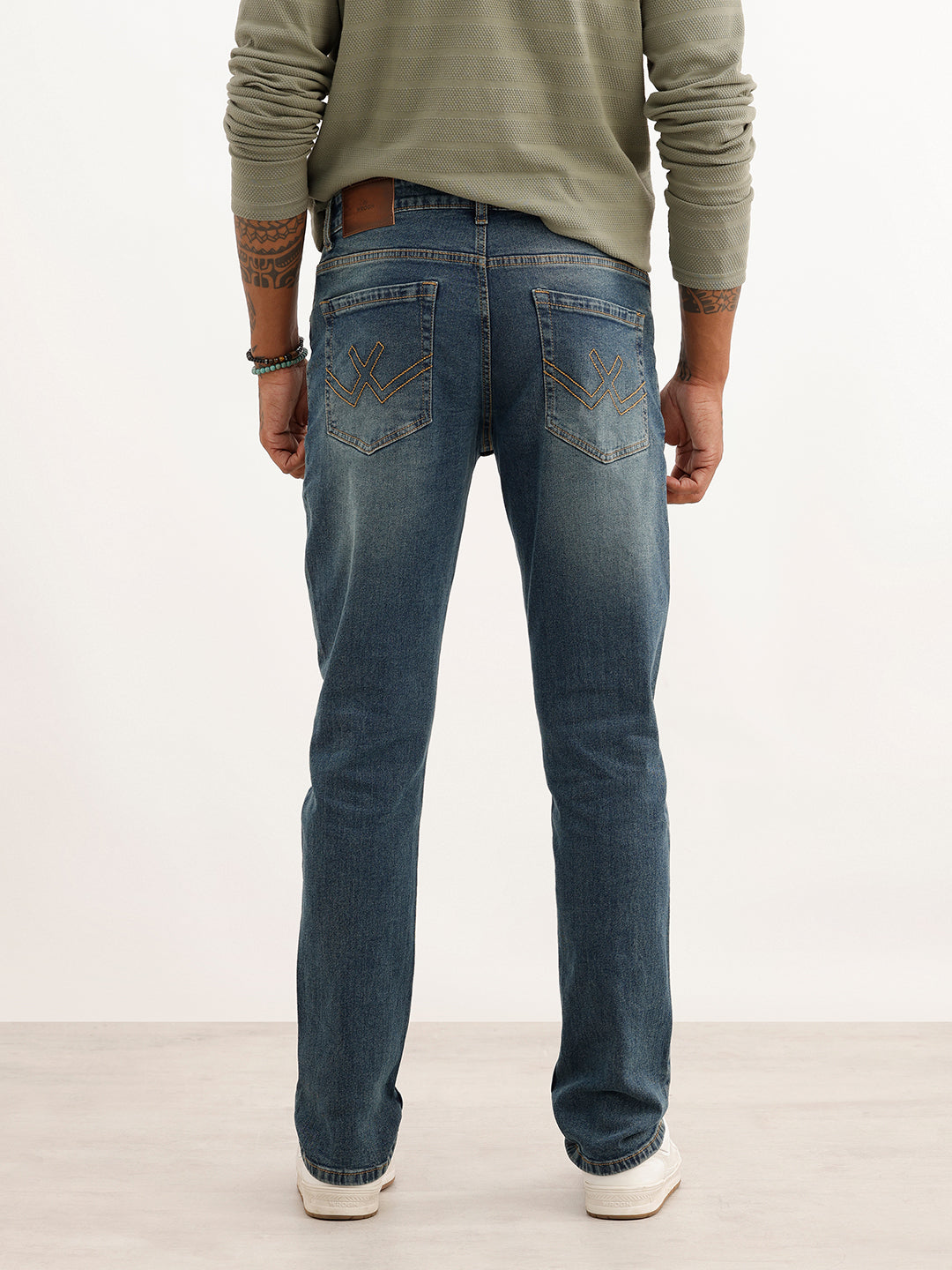 Faded Straight Fit Denim Jeans | Light Blue