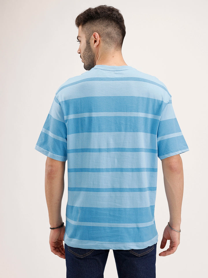 Claasic Oversized Striped T-Shirt | Blue