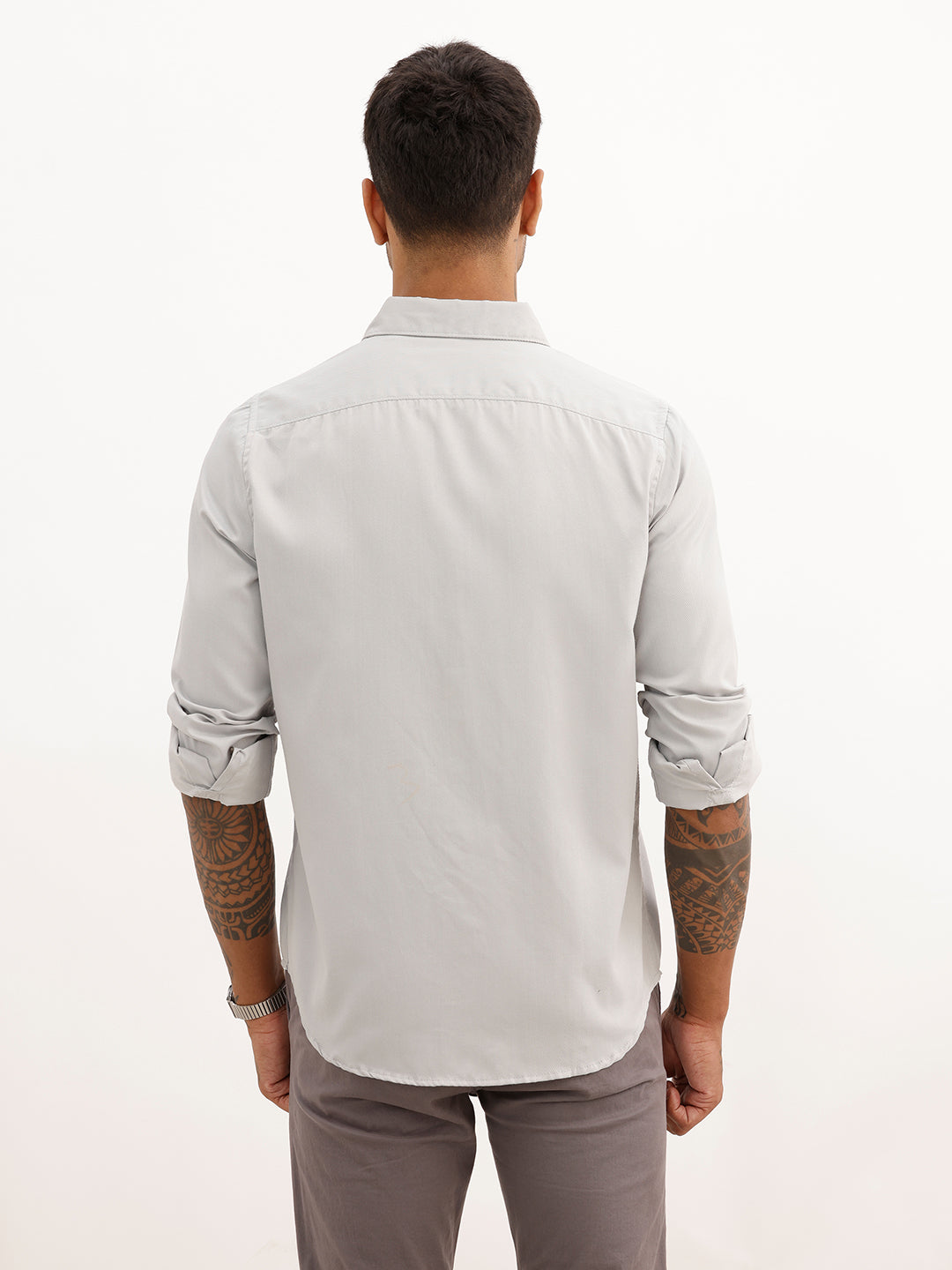 Regular Fit Textured Full Sleeve Shirt | Grey | WWSH9184F