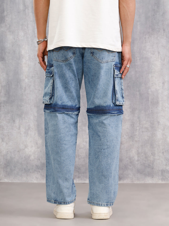 Superstone Wash Convertible Cargo Jeans I Lt Blue