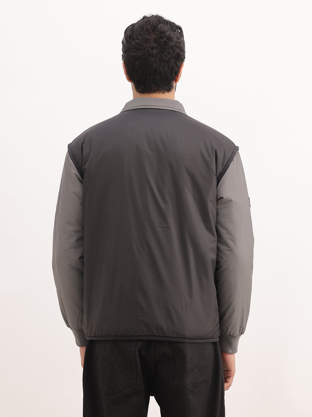 Comfort Fit Monochrome Puffer Jacket | Grey