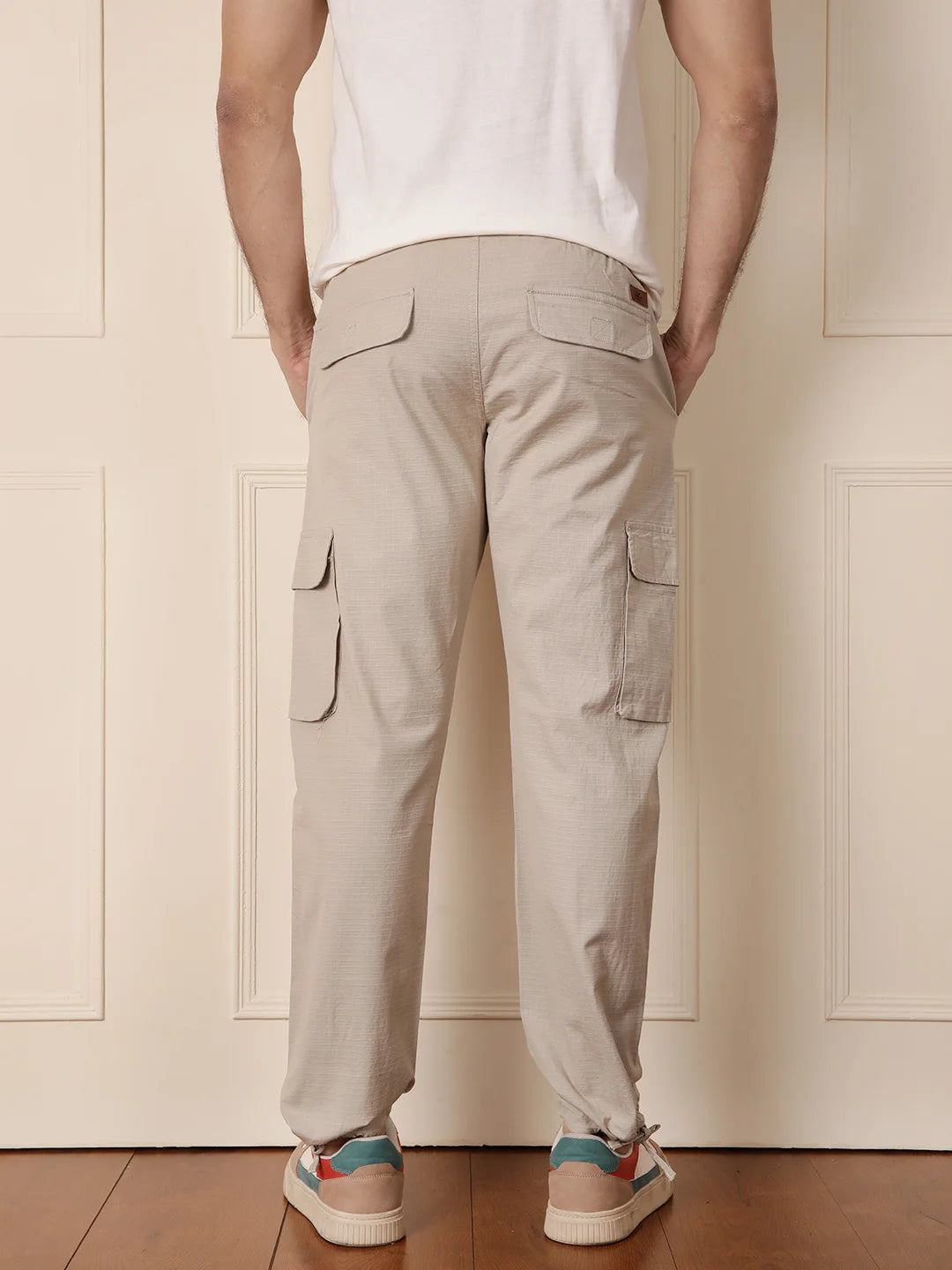 Solid Beige Parachute Pant