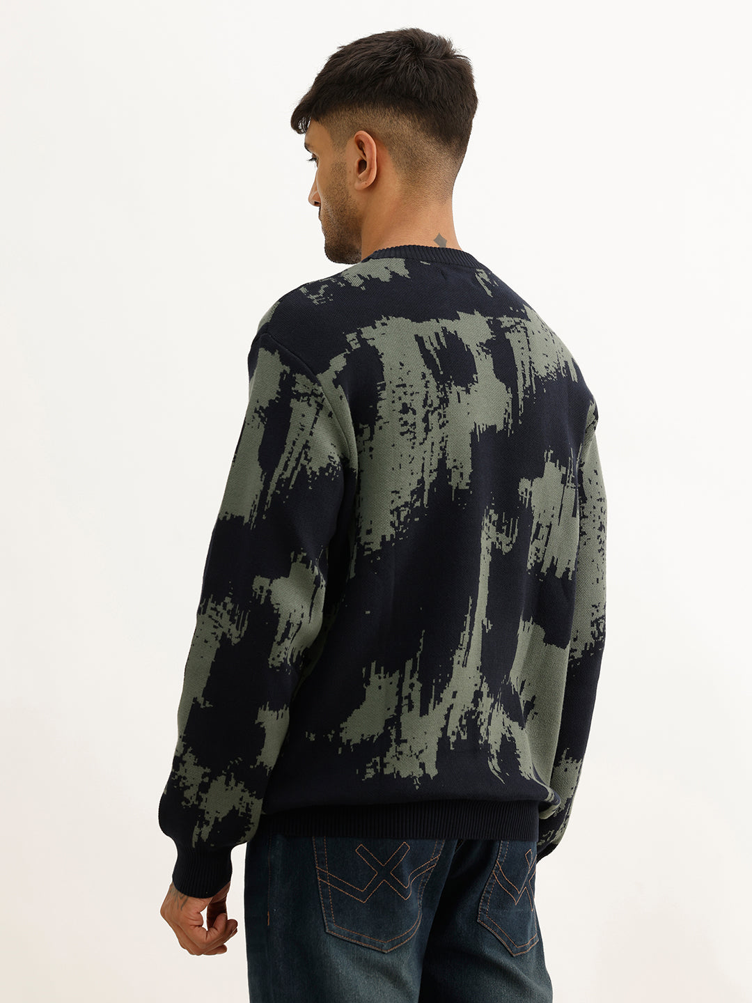 Classic AOP Knitted Full Sleeve T-Shirt | Olive