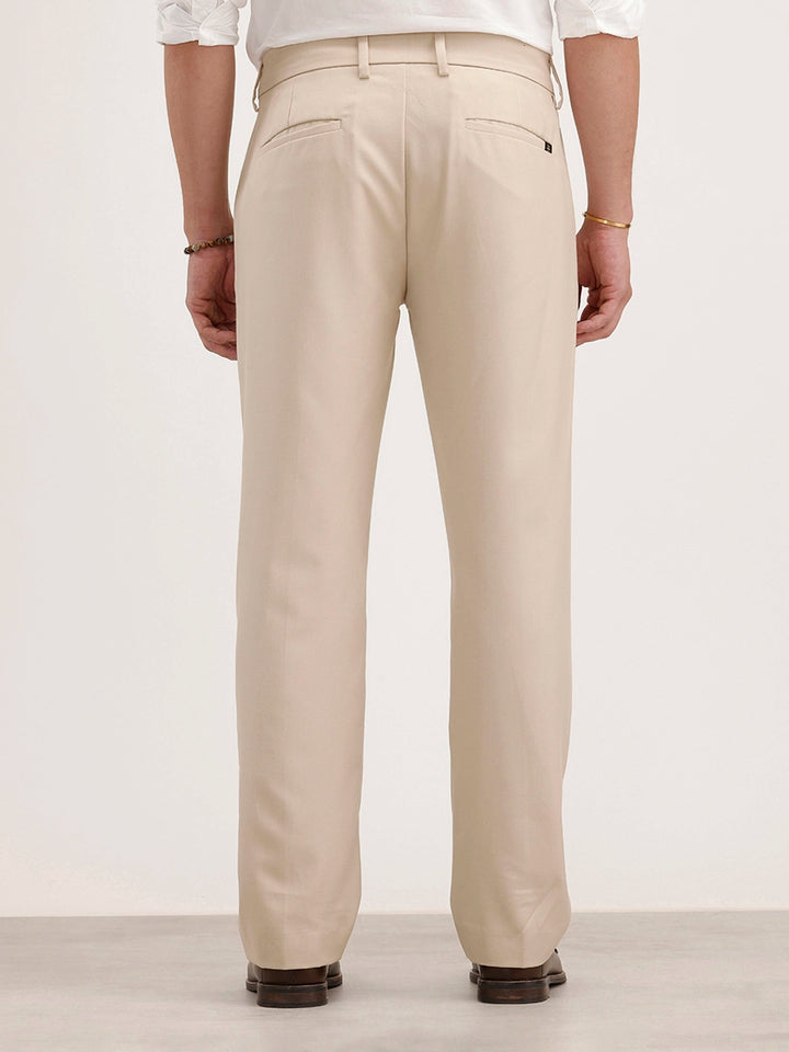 Anti Fit Pleated Trouser | Beige