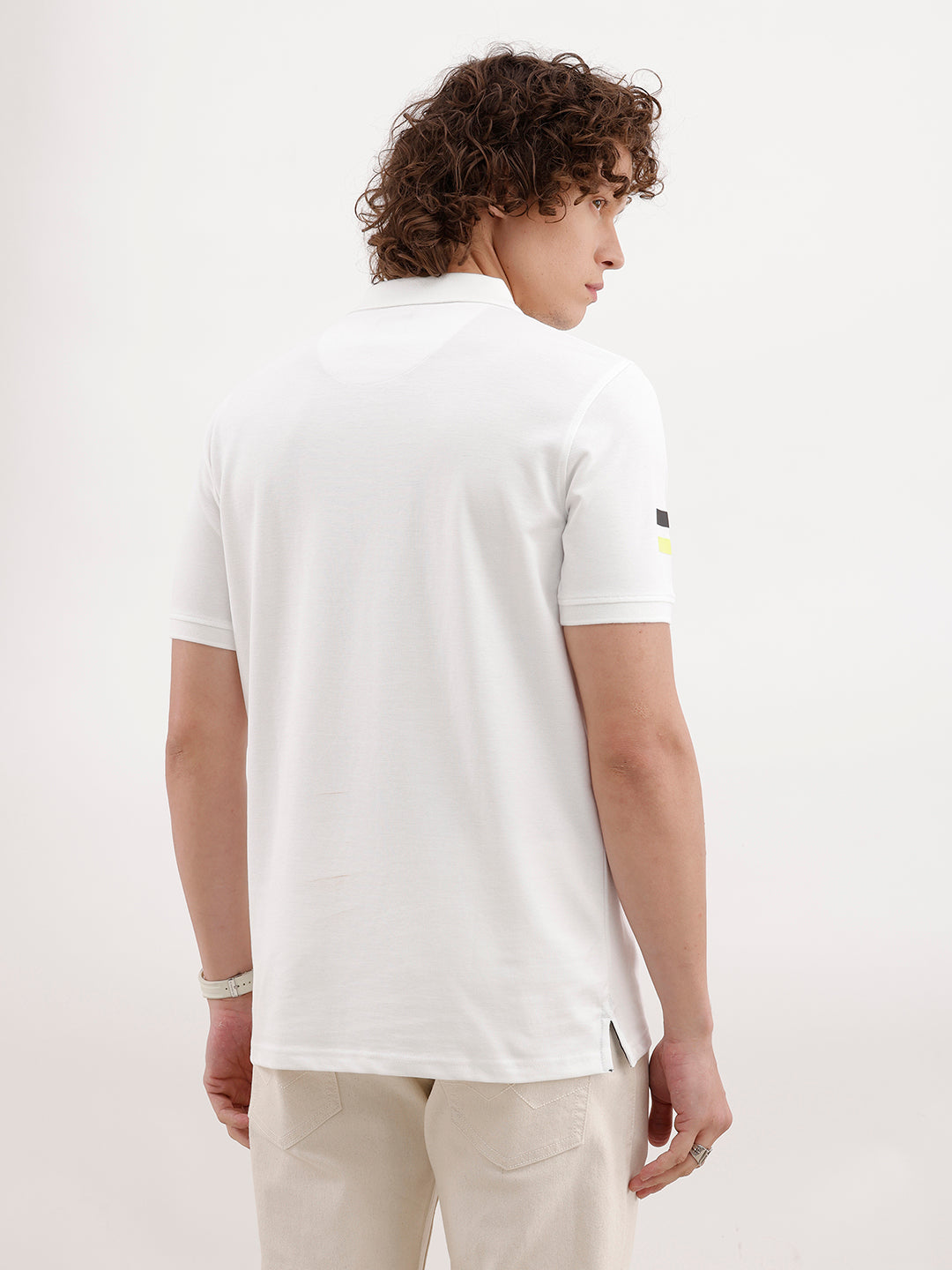Solid Slim Fit Polo T-Shirt | White