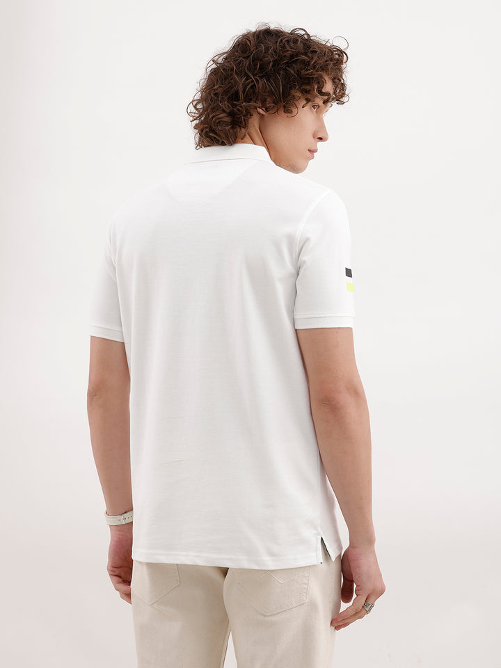 Solid Slim Fit Polo T-Shirt | White