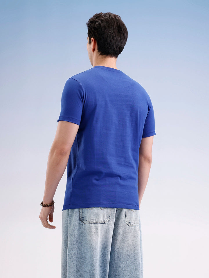 Slim Fit Placement Printed T-Shirt  | Blue