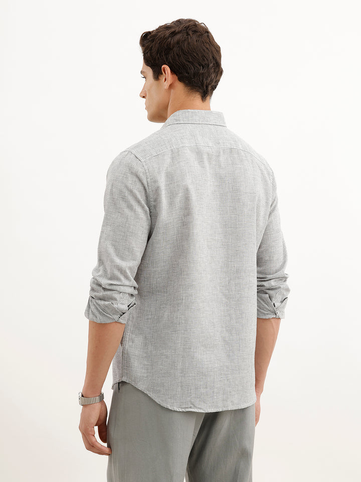 Regular Fit Checkered Shirt  | Grey