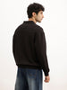 Solid Oversized Collared Sweatshirt | Black