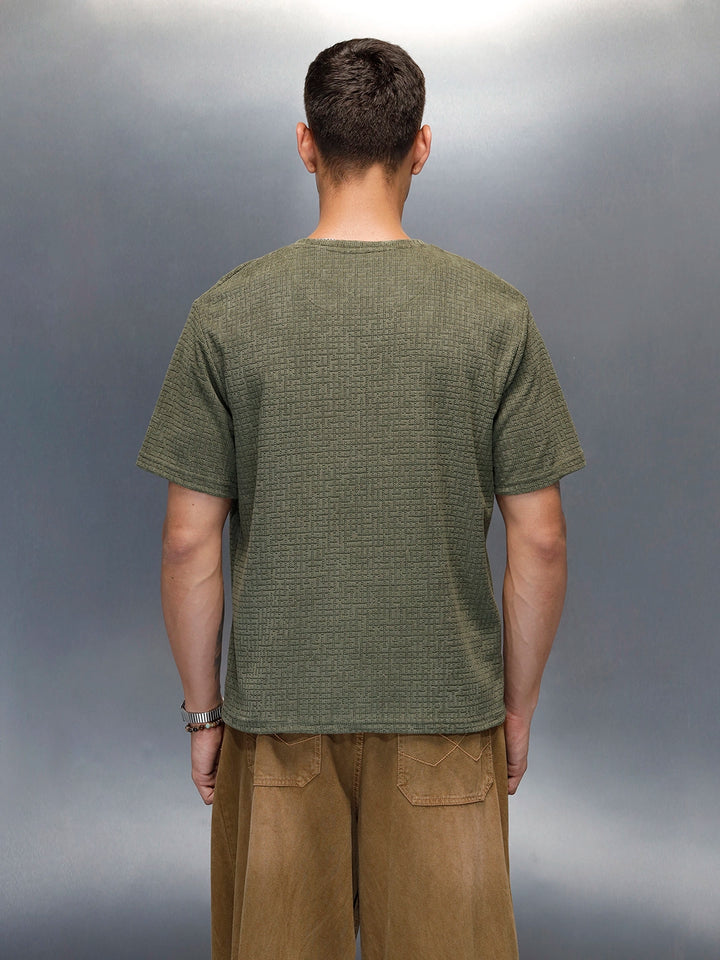 Textured Men's Casual Regualr Fit T-Shirt | Olive