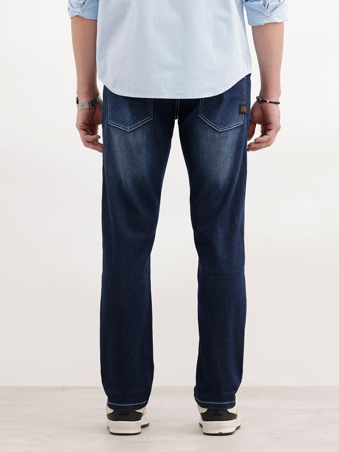 Washed Straight Fit Denim Jeans | Blue