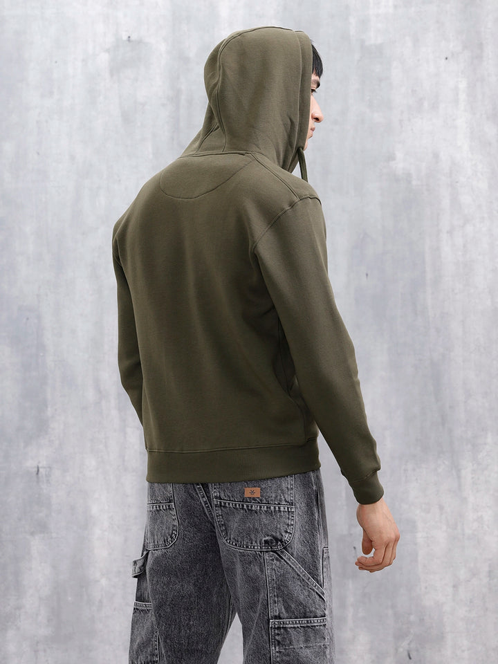 Men’s Solid Zip-Up Hoodie Sweatshirt | Olive