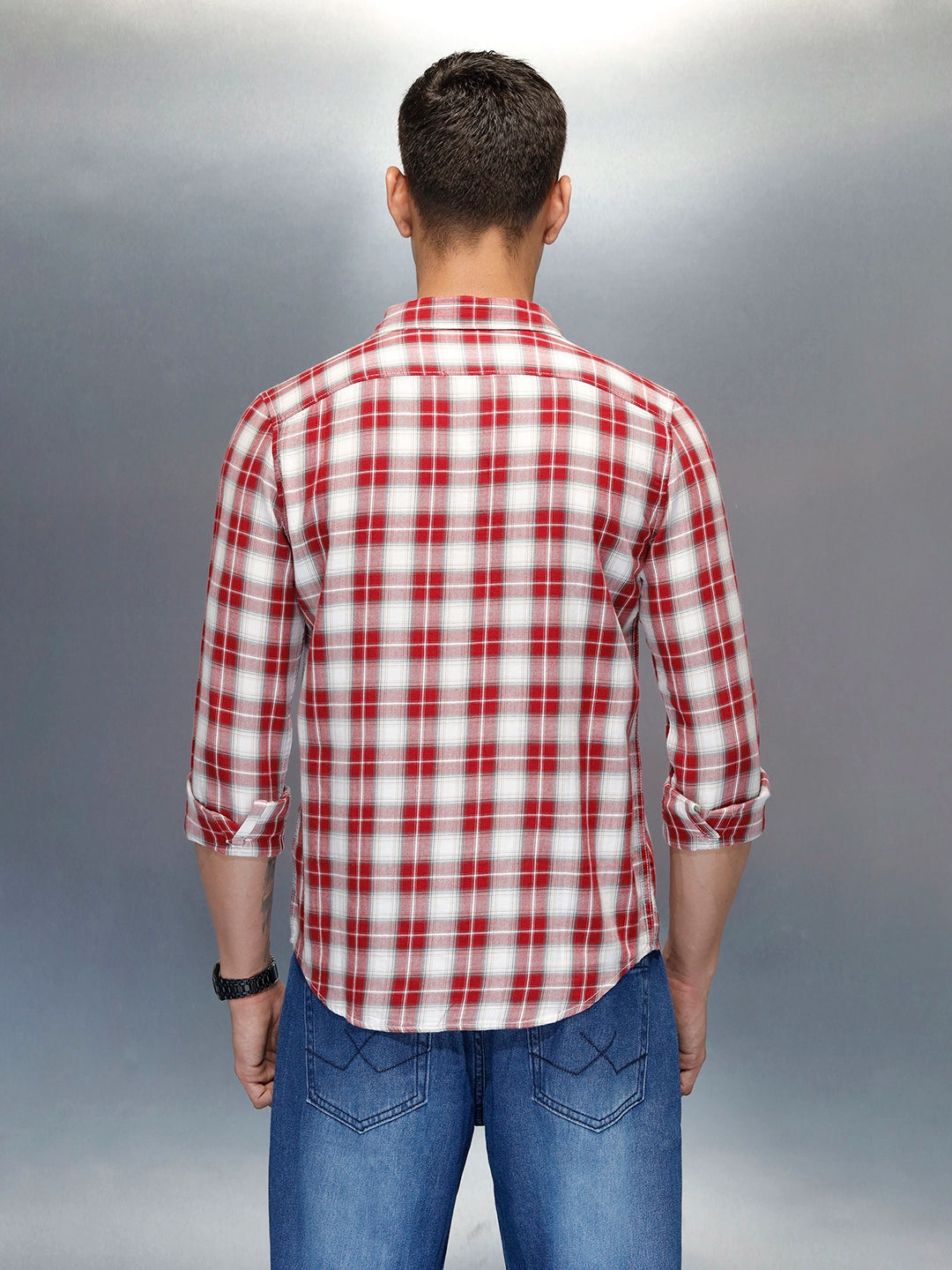 Men's Casual Regular Fit Checkered Pattern Shirt | Red