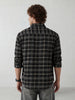 Smart Casual Check Shirt with Embellished Badge Accent | Black