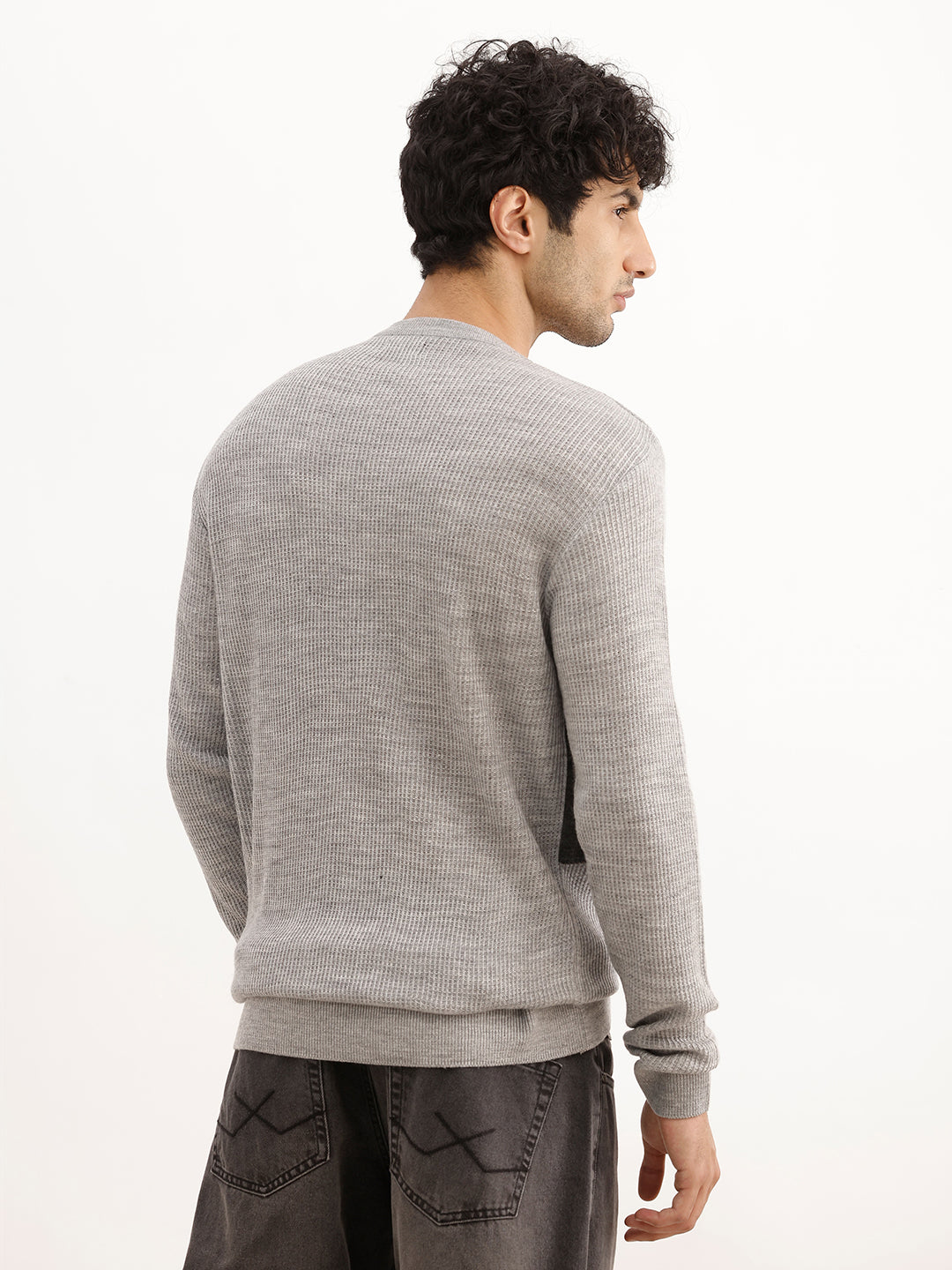 Classic Regular Fit Jacquard Sweater | Grey