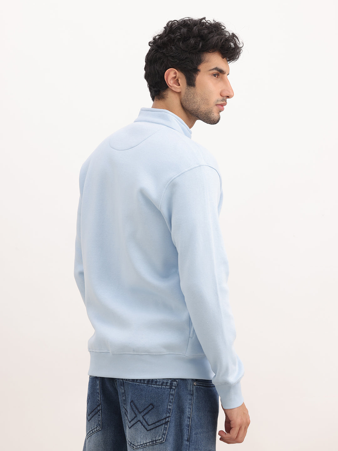 Classic Comfort Fit Zipper Sweatshirt | Light Blue