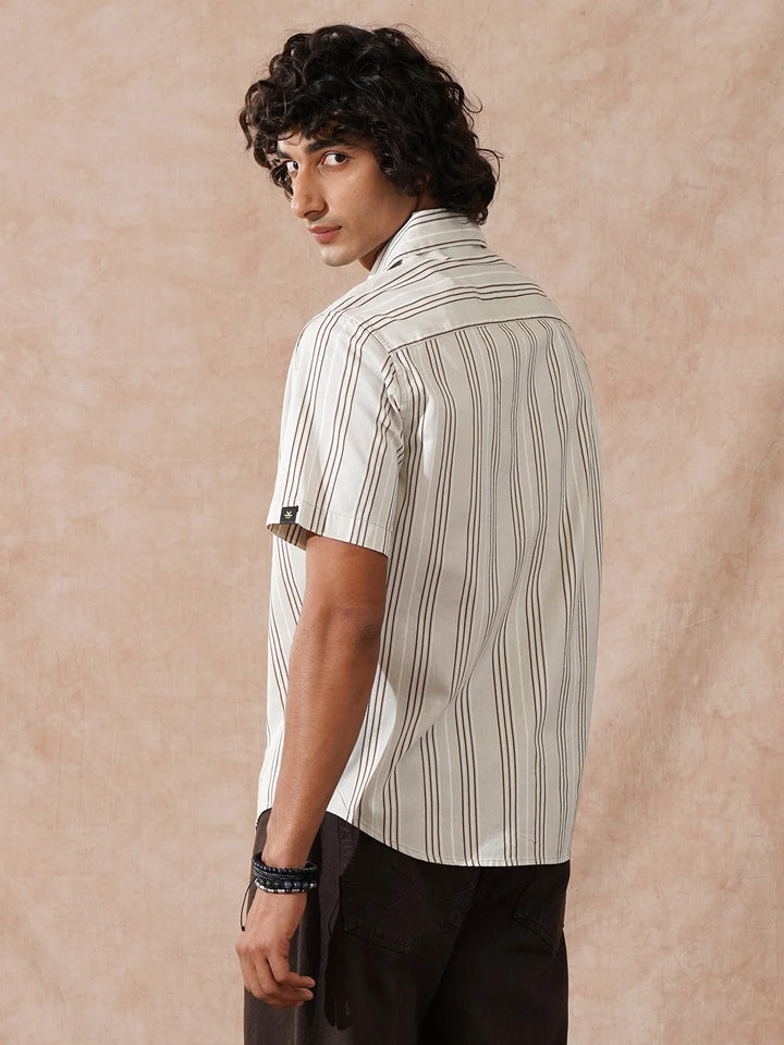 Striped Micro Cord Texture Shirt | Grey
