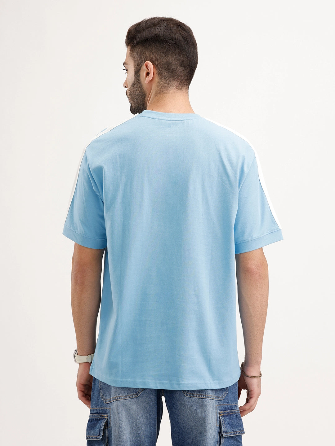 Contrast Sleeved Oversized T-Shirt | Blue