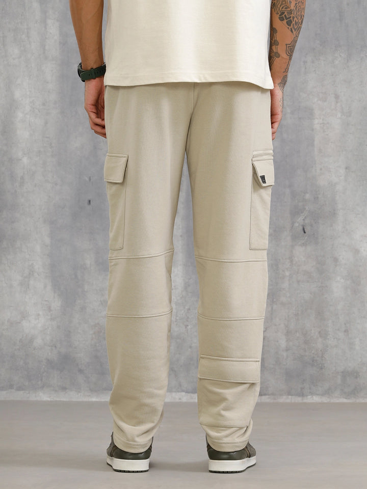 Comfort Fit Trackpants With Utility Cargo Pockets | Light Green