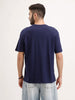 Oversized Placement Printed T-Shirt | Navy Blue