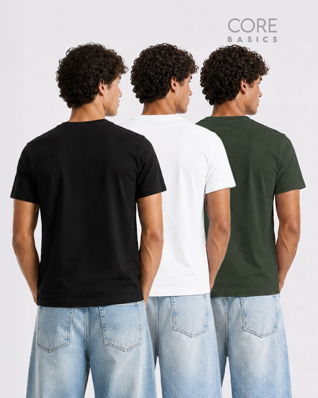 Core Basics Slim Fit T-Shirt 3-Pack | Essential | Multicolor | WTS01HSSL1316W-3
