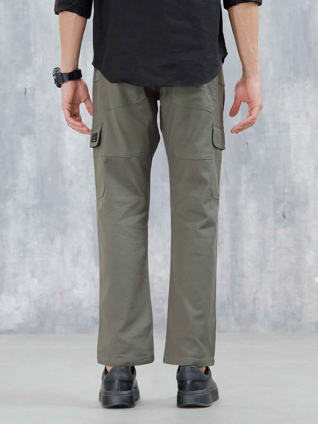 Men's Casual Relaxed Fit Cargo Trousers | Green