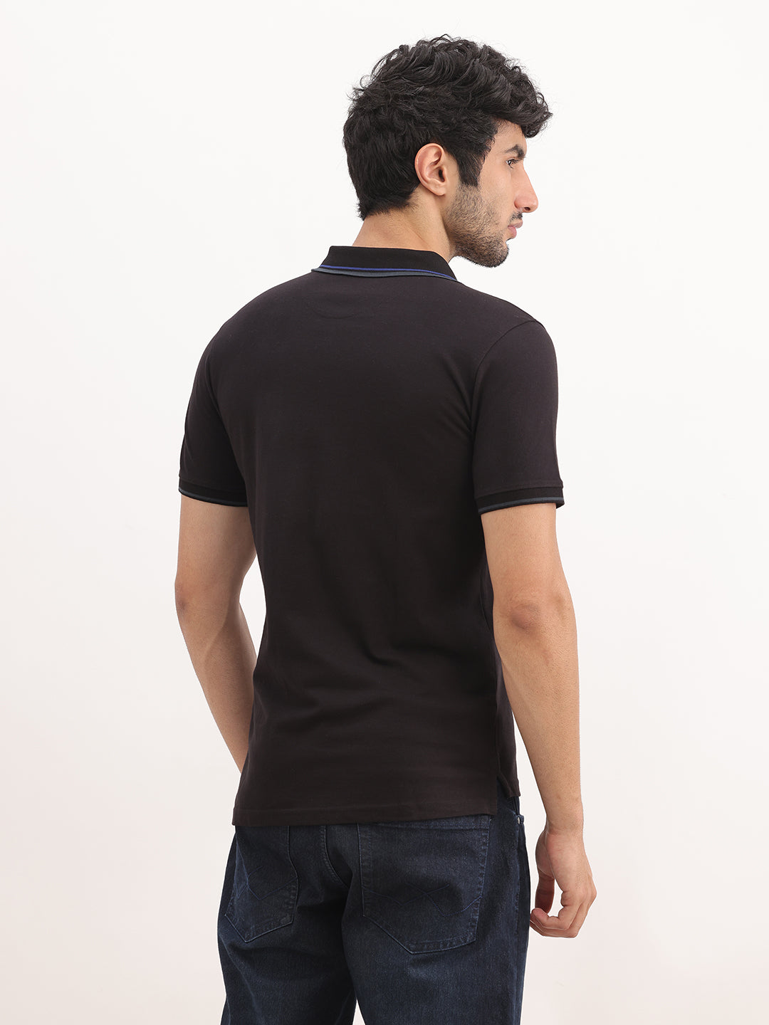 Slim Fit Tipping Collar Polo T-Shirt | Black