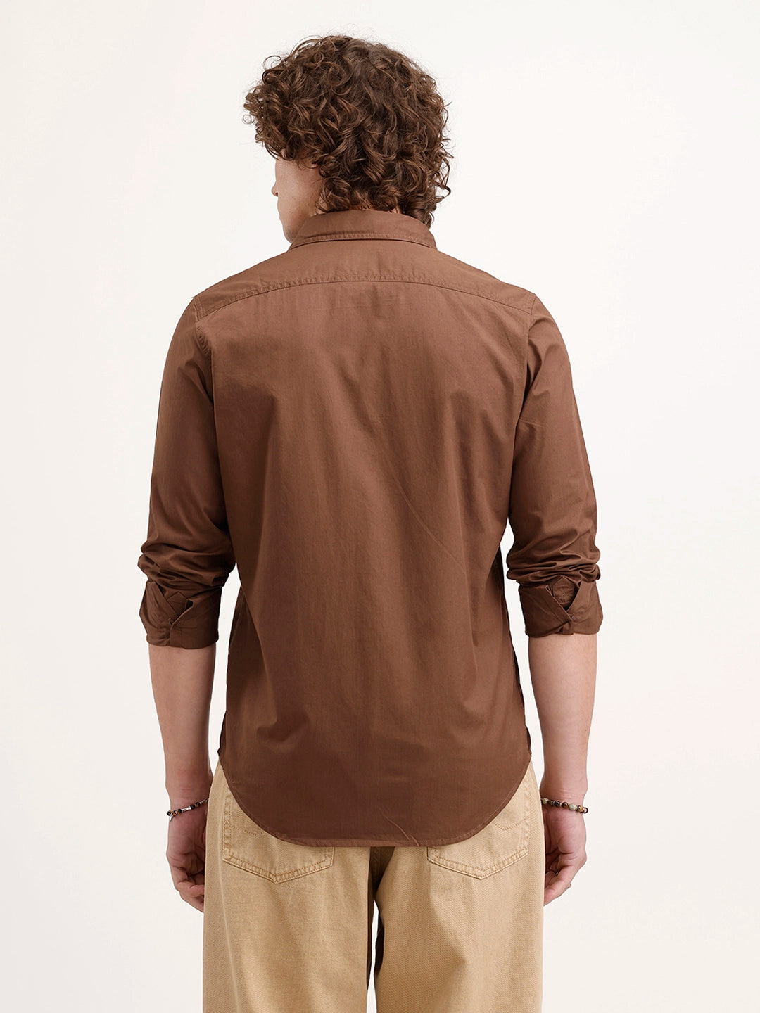 Solid Regular Fit 100% Cotton Shirt | Brown
