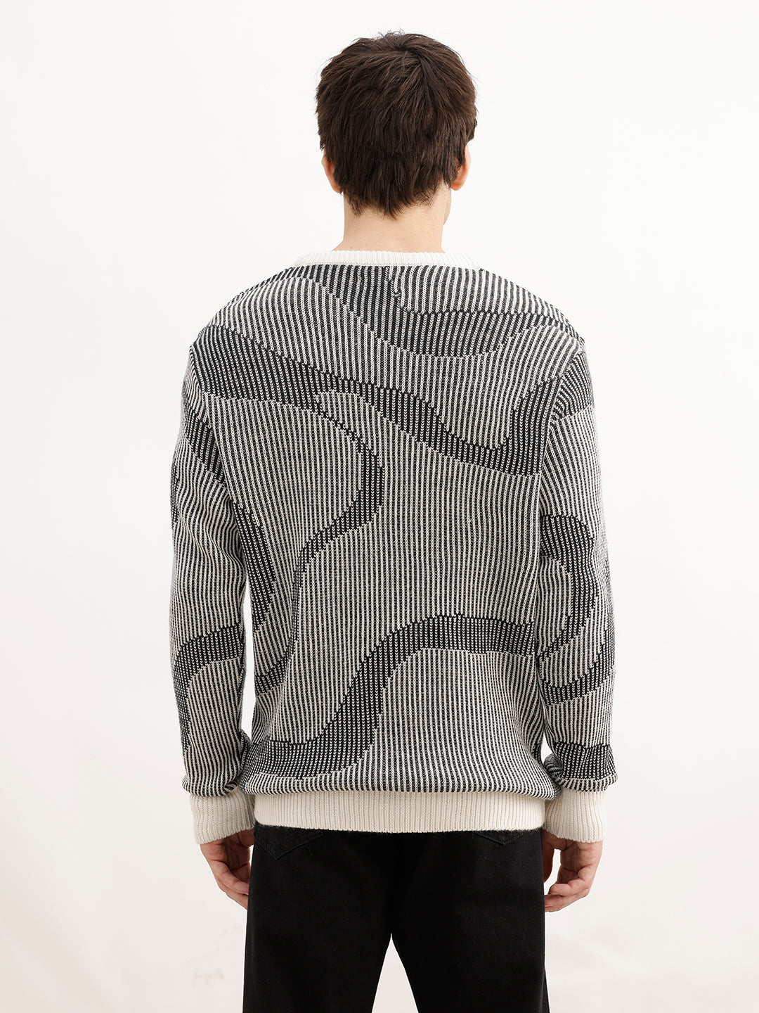 Classic Jacquard Full Sleeve Sweater | Black | WSW02FSRE1089W