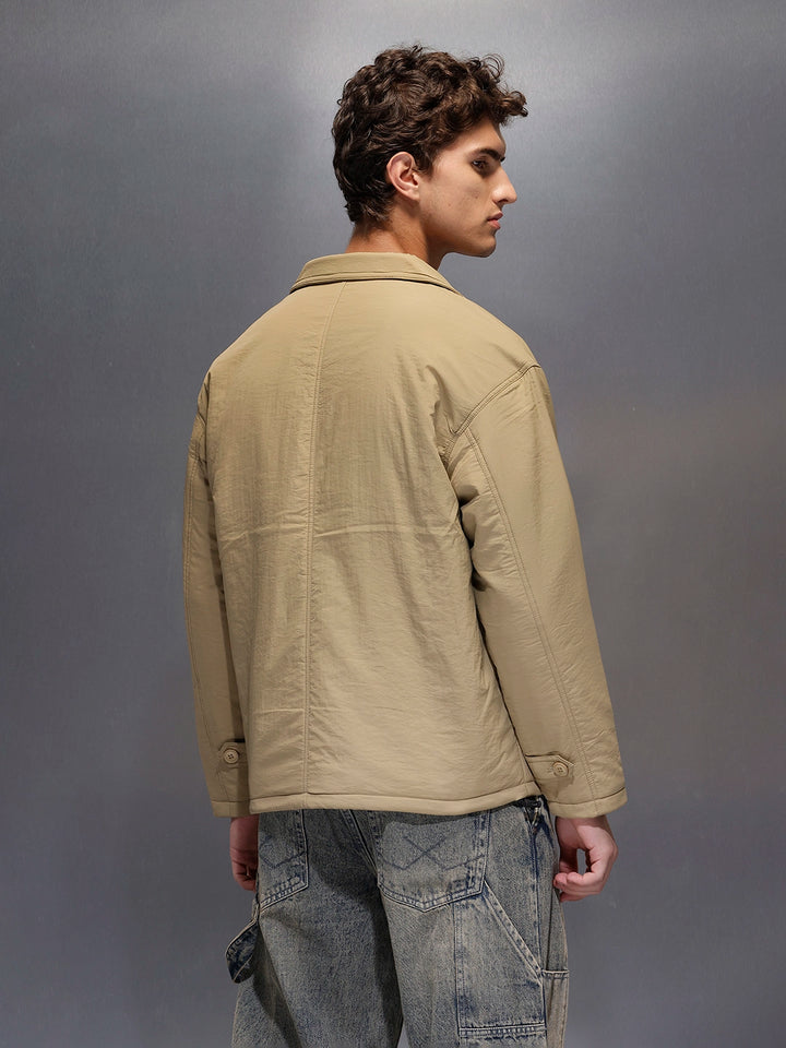 Men's Oversized blazer Style Nylon Jacket  |  Khaki