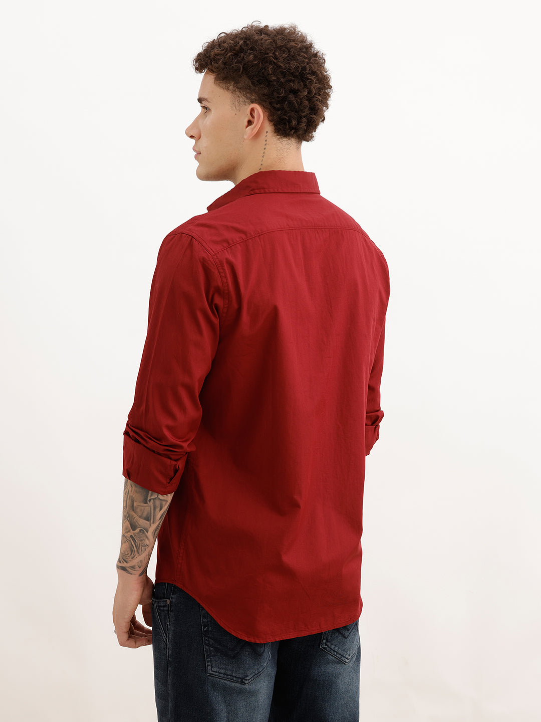 Solid Regular Fit Full Sleeve Shirt | Maroon | WVSH2570F