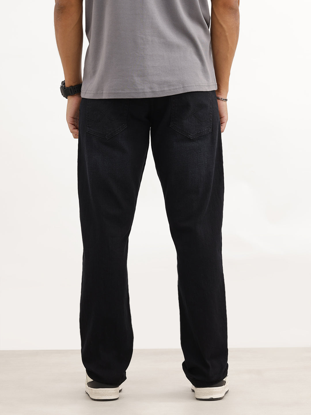 Faded Straight Fit Denim Jeans | Black