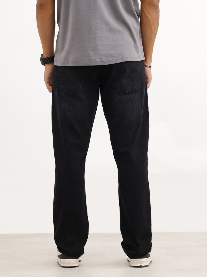 Faded Straight Fit Denim Jeans | Black