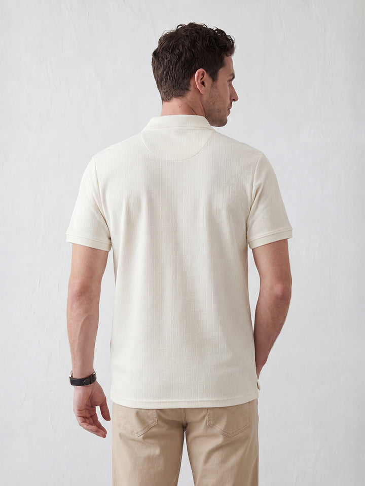 Slim Fit Half Sleeve Polo T-Shirt | Off White