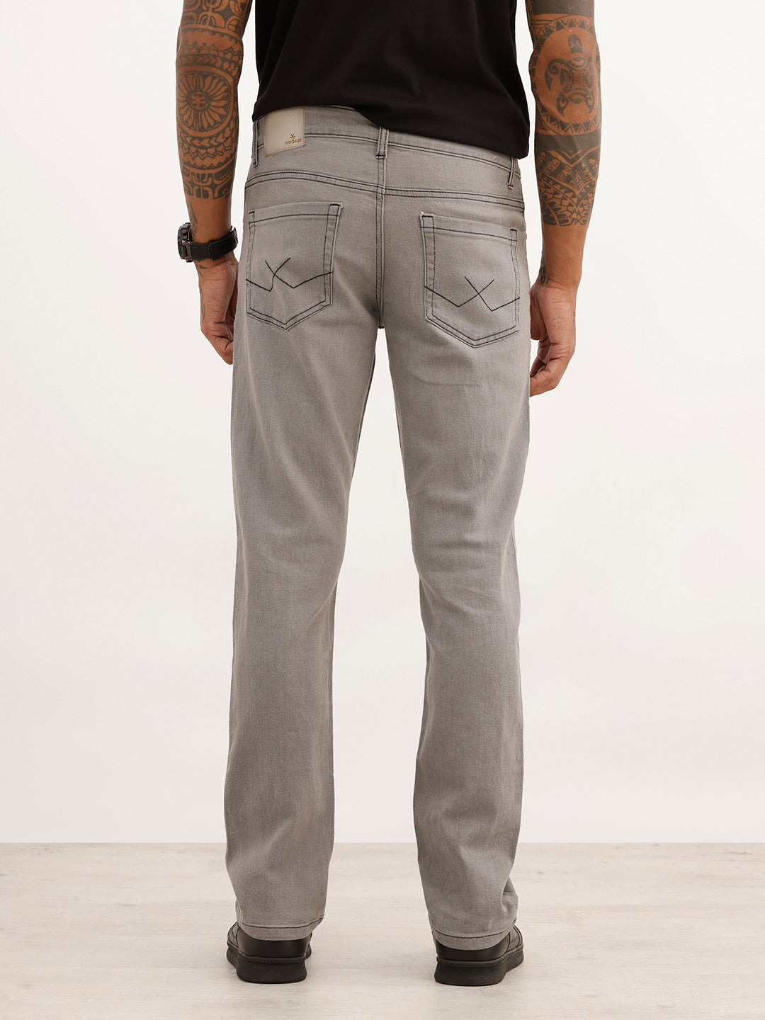 Solid Straight Fit Denim Jeans | Grey