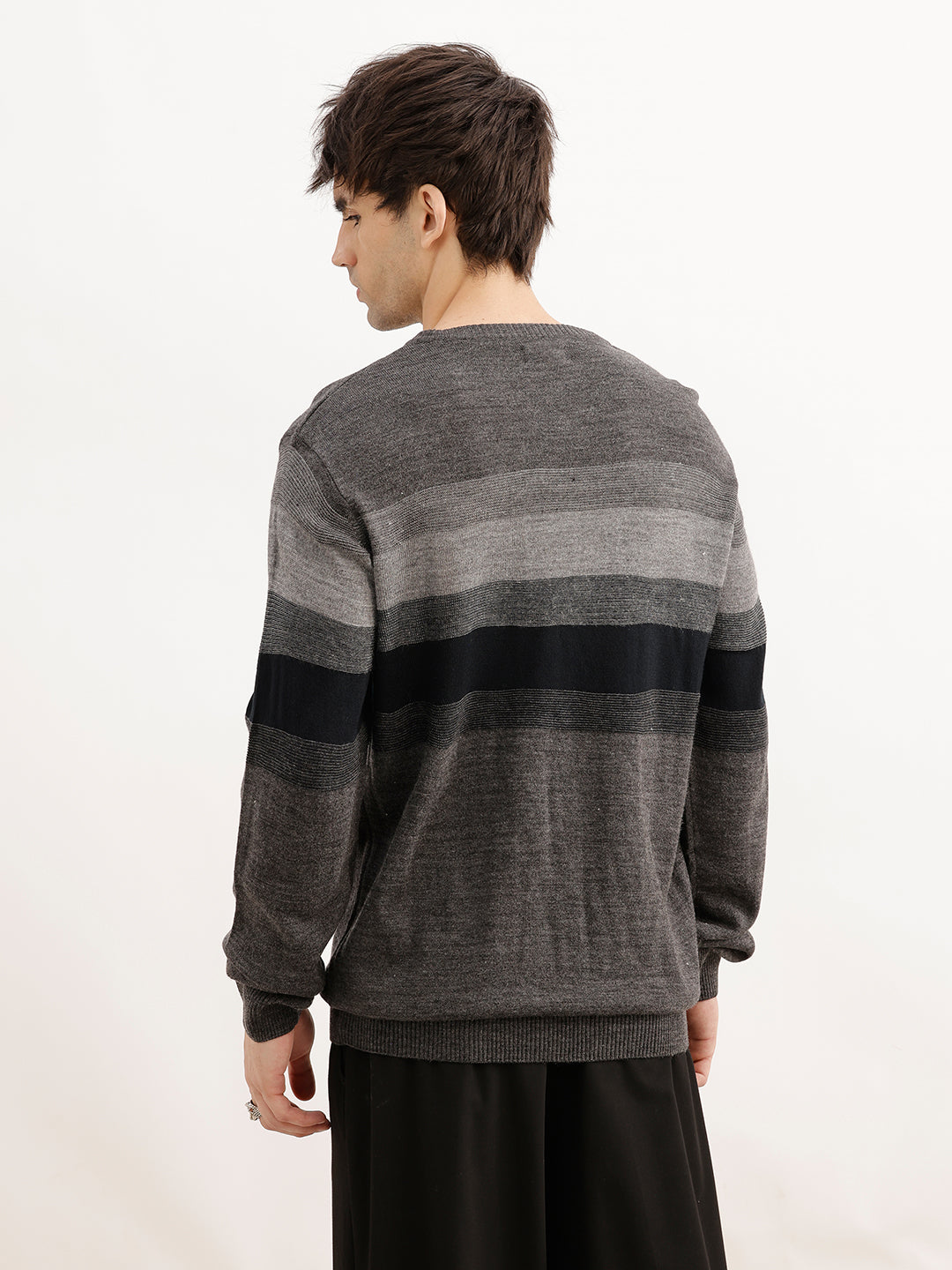 Slim Fit Striped Full Sleeve T-Shirt | Grey | WSW02FSRE1043W