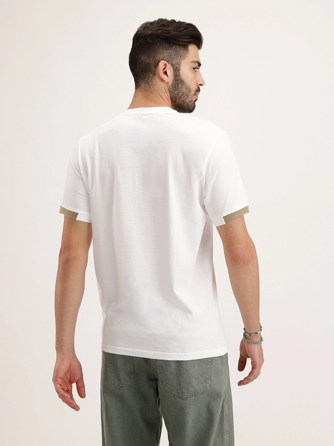 Contrast Collar Slim Fit T-Shirt | White