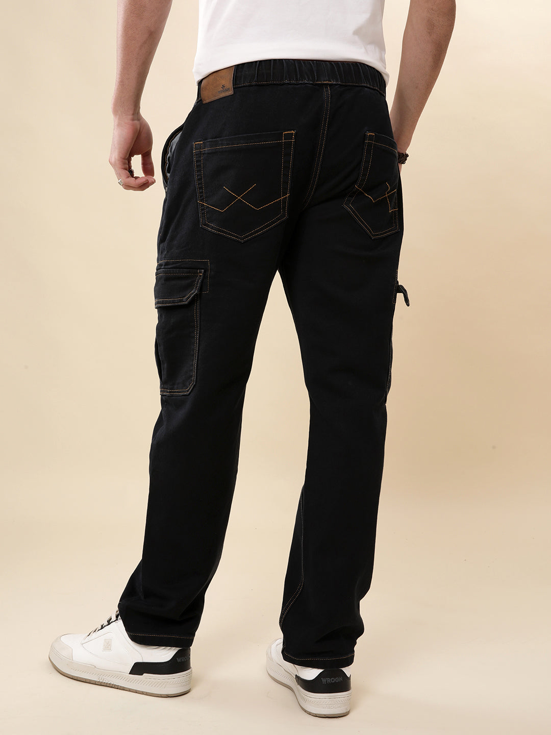 Solid Stitch Cargo Jeans